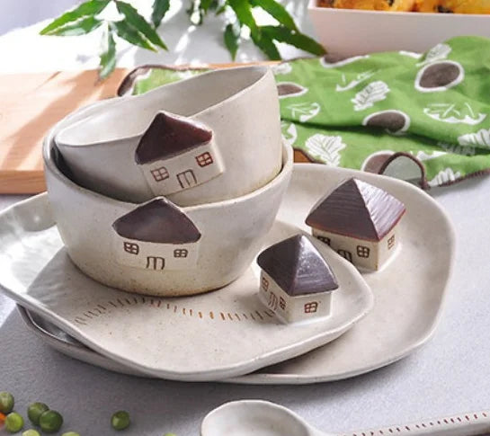 Classic Design Fruit Plate Dessert Salad Bowl and Spoon Set for Children's Dinner Camping and Restaurant Use