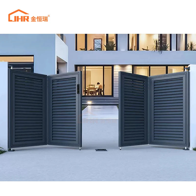 JHR House Aluminium Design Bifold Type Villa Electric Auto Sliding Folding Main Gates