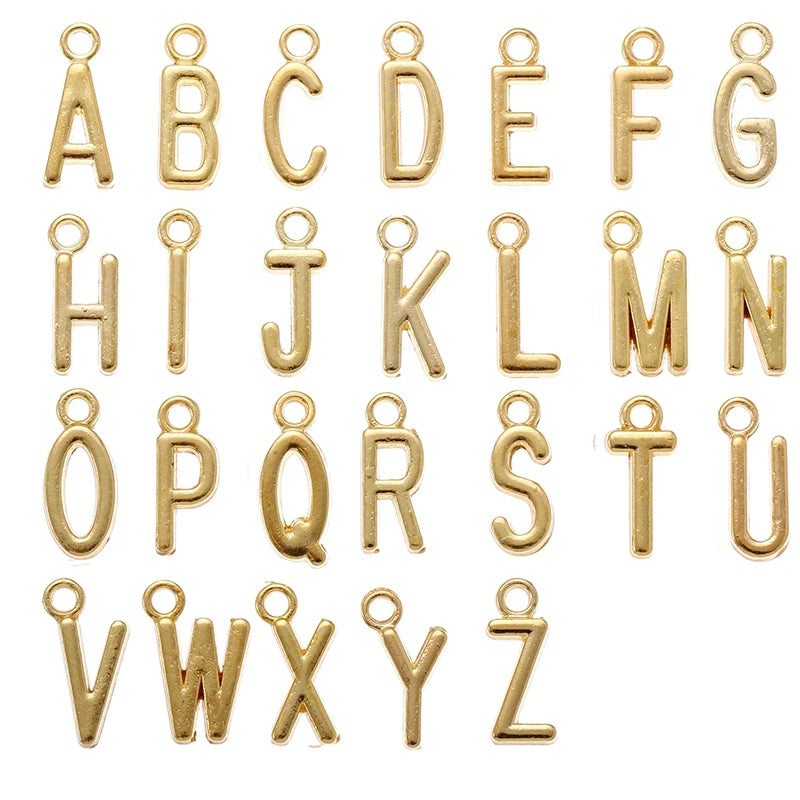 A-Z 26pcs/set Metal Zinc Alloy English Letter A-Z Charms Fit Jewelry Pendant DIY Necklaces Bracelets Making S109
