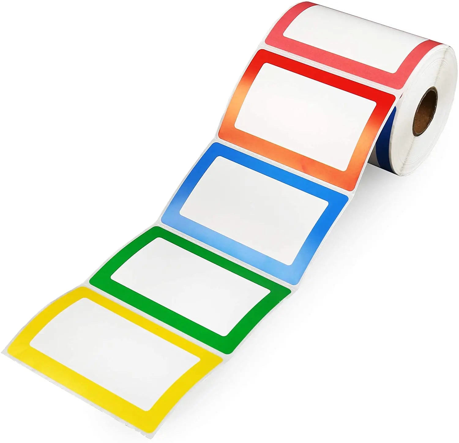 Colorful Plain Name Tag Labels Adhesive Tags with Perforated Line for School Office Home Colorful Border Name Tag Labels