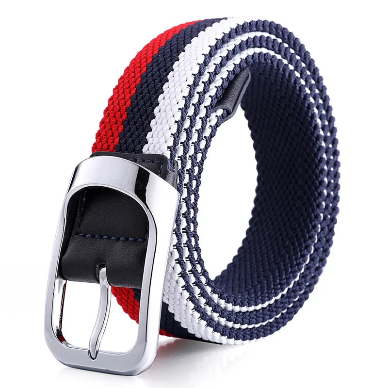 Wholesale Renda Custom Woven Women Stretch Braided Eco-friendly Alloy Pin Buckle Elastic Waist Belt 3.5cm Width 105cm Length
