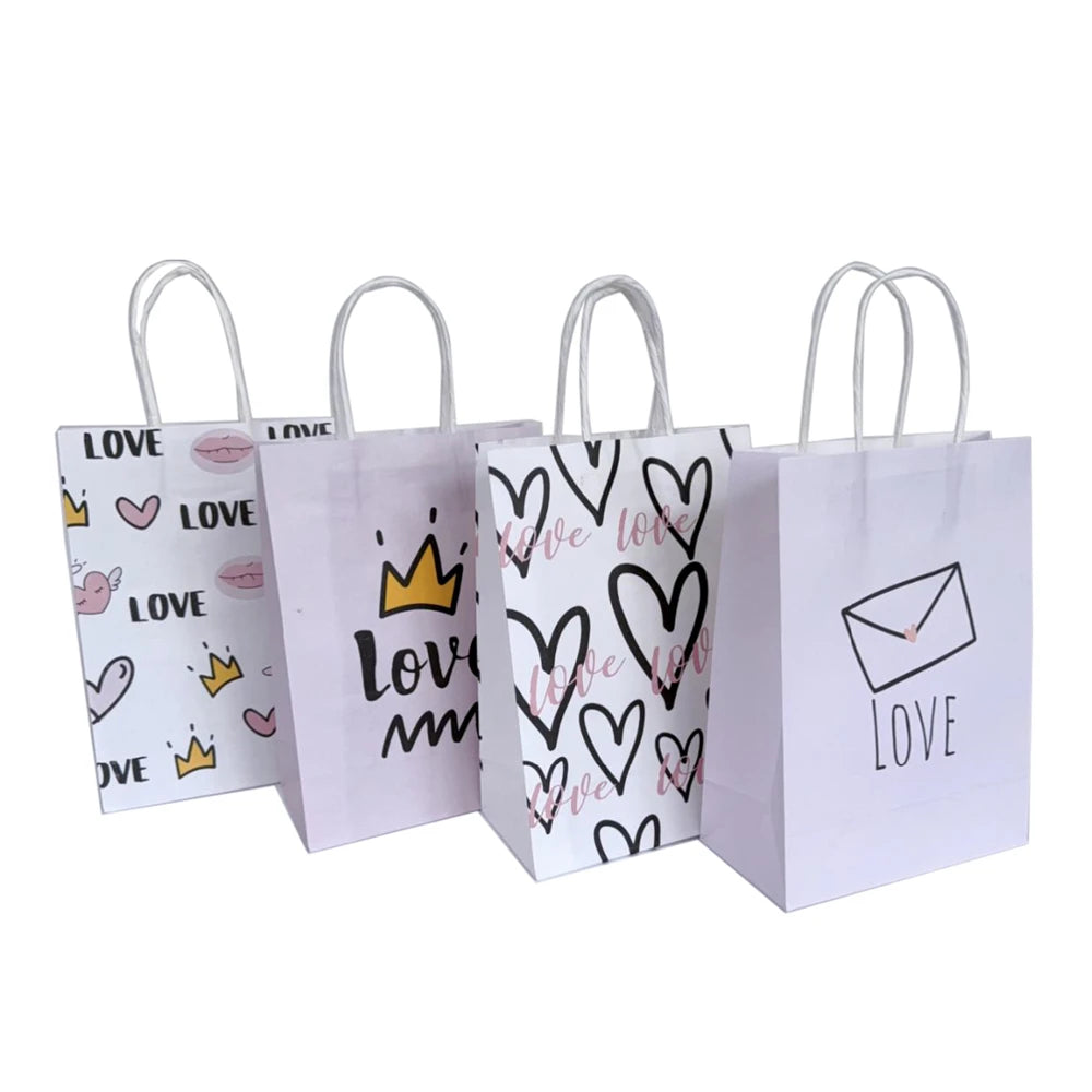 KUAIMA 16*8*22cm Recycled Kraft Valentine Gift Bags with Handle Custom Sizes for Flowers/Chocolate MOQ 500pcs