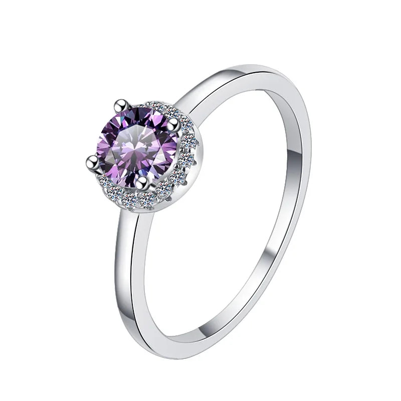 925 Sterling Silver 0.5ct VVS Diamond Engagement Ring Moissanite Wedding Jewelry for Women
