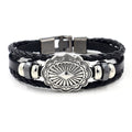 Men Jewelry Leather Multi-layer Beaded Alloy Geometric Rivet Braided Wrap Bracelet