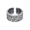 Hiphop Punk Style Cool Mystical Animal Silver Men's Ring Chunky Dragon Ring for Men