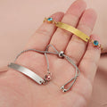 Wholesale Custom DIY Stainless Steel Blank Jewelry Fashion 18K Gold Plated Bend Bar Couple Birthstone Bracelets for Gift