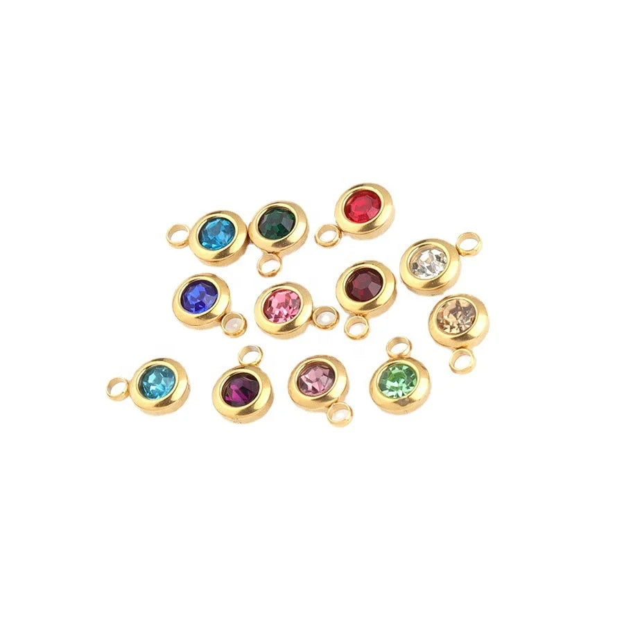 12pcs Stainless Steel Birthstone Charms Pendants Lot Bulk Crystal Charms for Earrings Necklace Bracelet Supplies Jewelry Making