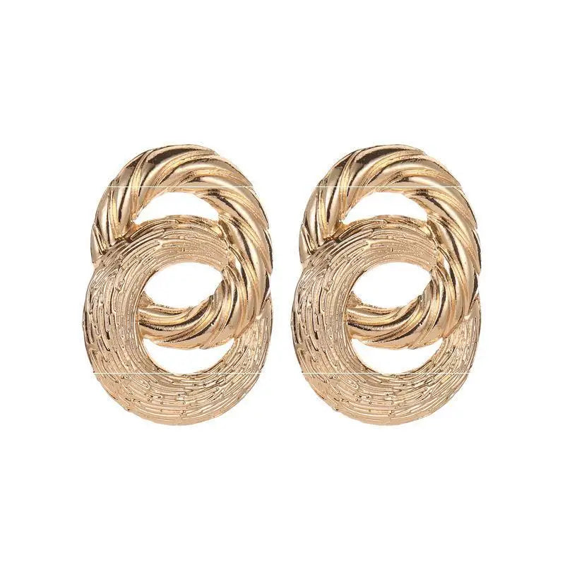 2021 Hot Sales New Fashionable Metallic Circle Silver Gold Rose Gold Tricolor Earrings for Women