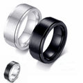 2024 Trendy Fashion Round Rotatable Black Silver Simple Men Rings Stainless Steel Rings Anxiety Rings for Men