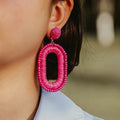 Fashion Hand-Woven Raffia Glass Drop Earrings Boho Style Seed Bead Beaded Dangle Earrings for Women