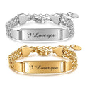 X107 Wholesale 8MM Stainless Steel 18K Gold Plate Engraved I Love You Letter Charm Bracelet Children's Bracelet Gift Jewelry