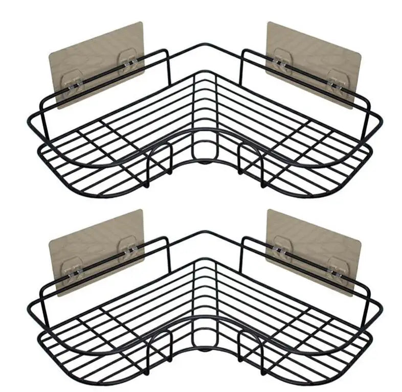 2-Pack Adhesive Iron Corner Shower Caddy Storage Organizer for Kitchen Bathroom