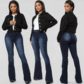 Women Denim Pants Retro High Waist Flared Skinny Bootcut Jeans Fall Winter Ladies Pants New Design Washed Blue Pants