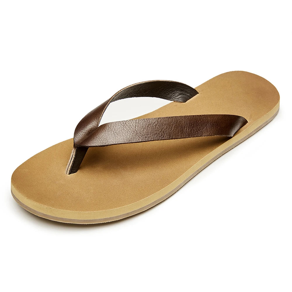 2025 New Fashion Flip Flops Men's Summer Genuine Leather Anti-Slip Sandals Trendy Outdoor Slippers Casual Use Custom Logo