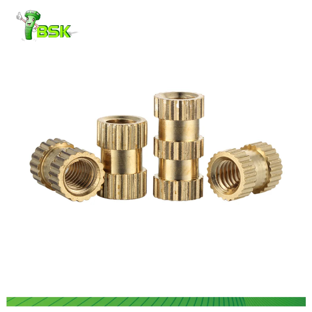 M8 M12 M16 Knurled Brass Hot Melt Insert Nut Brass Heat Set Insert Nuts Knurled Hexagon Nut
