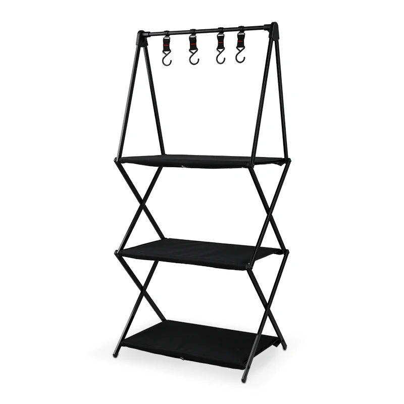 KingGear 15L Three-layer Camping Storage Rack-Folding & Portable Hanging Shelf for Climbing & Casual Use