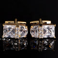 Men's Zircon Cufflinks French Trapezoid Design Gold Colorfast Wedding Engagement Anniversary Party Gift Box
