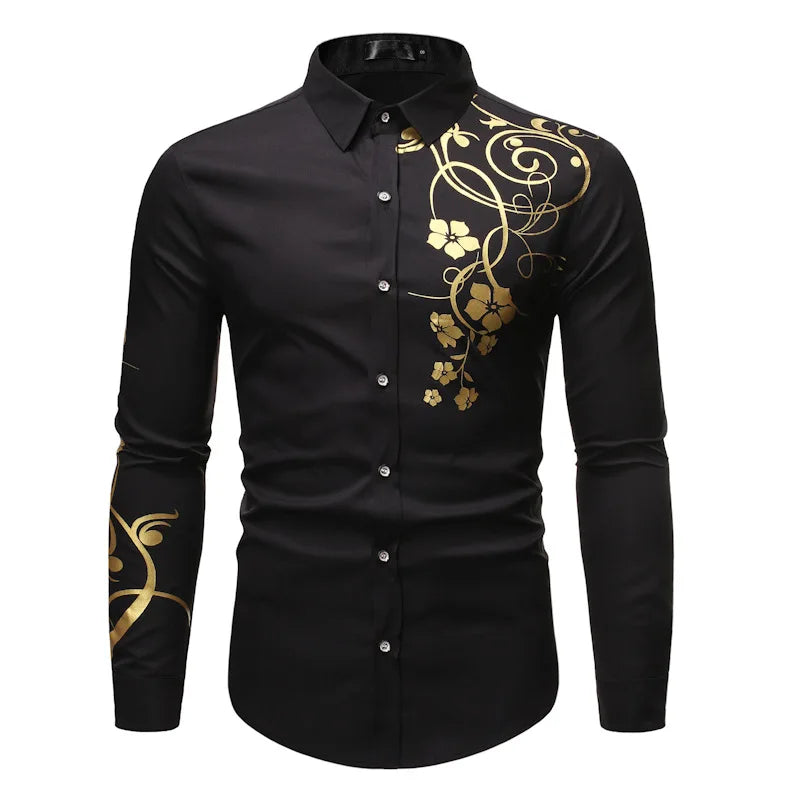 Solid Color Polyester Shirts Leisure Printed Men's Shirt Export