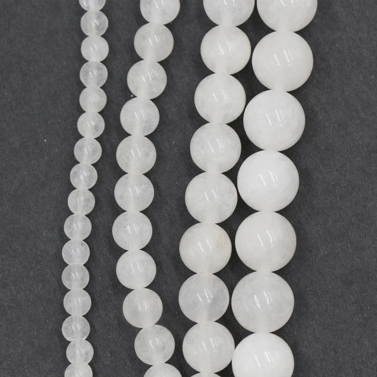 Natural Loose Gemstone Round Bead Stone White Quartz Ceramic Beads Jewelry Making Beads for Manual Making