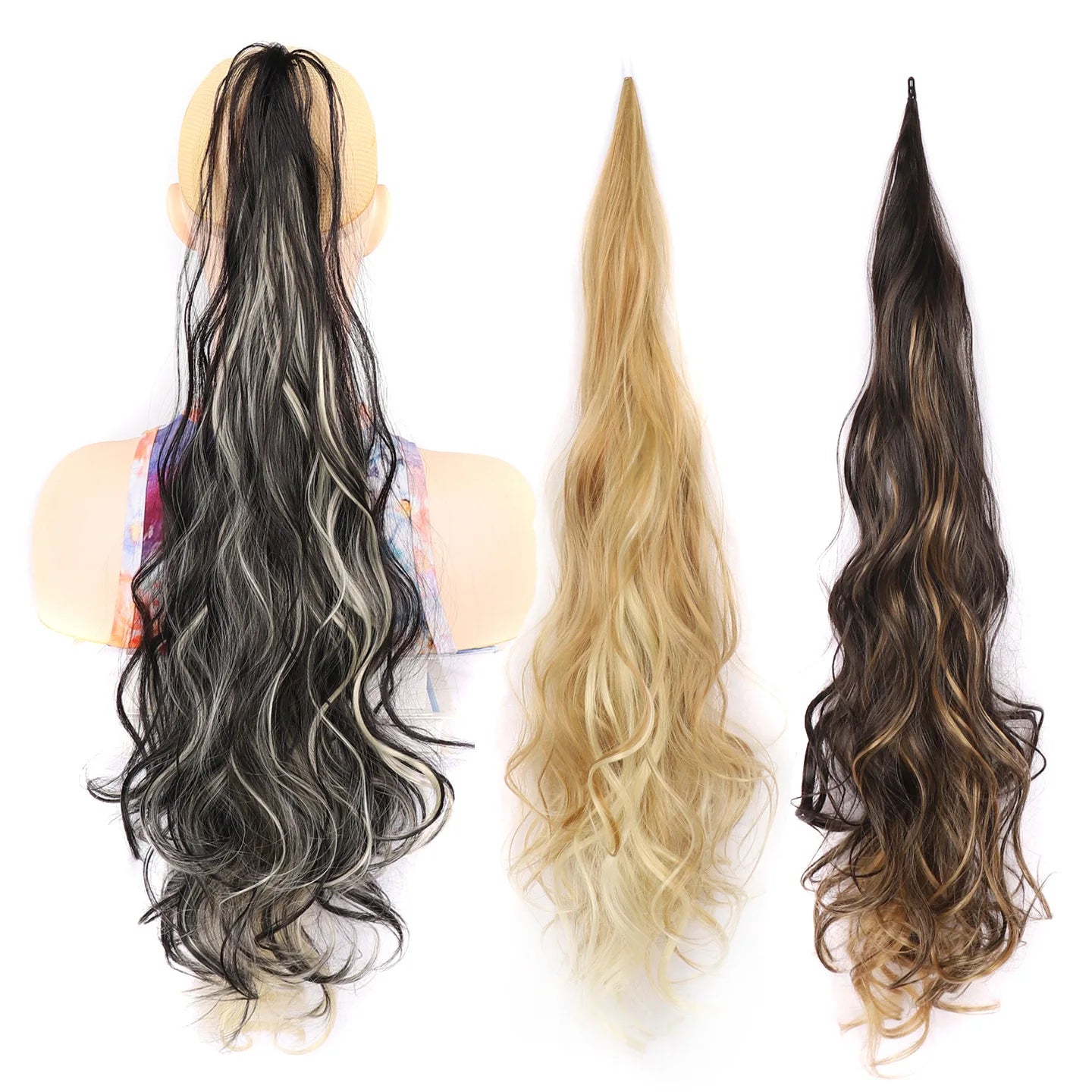 Large Wave Around Braid Synthetic Ponytail Extensions Natural and Seamless Hair Extension with Stick Hair