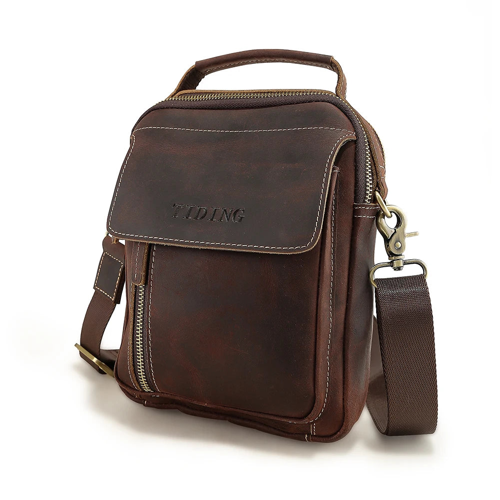 Factory Supply Wholesale Customize Design Genuine Leather Men Customized Shoulder Messenger Bag Real Leather Crossbody Bag