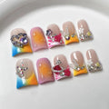 New Fashion Luxury Rhinestones Duck Nails French Style Luxury Designed Custom Artificial Fingernails