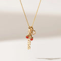 Lateefah Women's DIY Charm Gold Copper 12 Months Stone Cherry Mushroom Cross Pendant Necklace