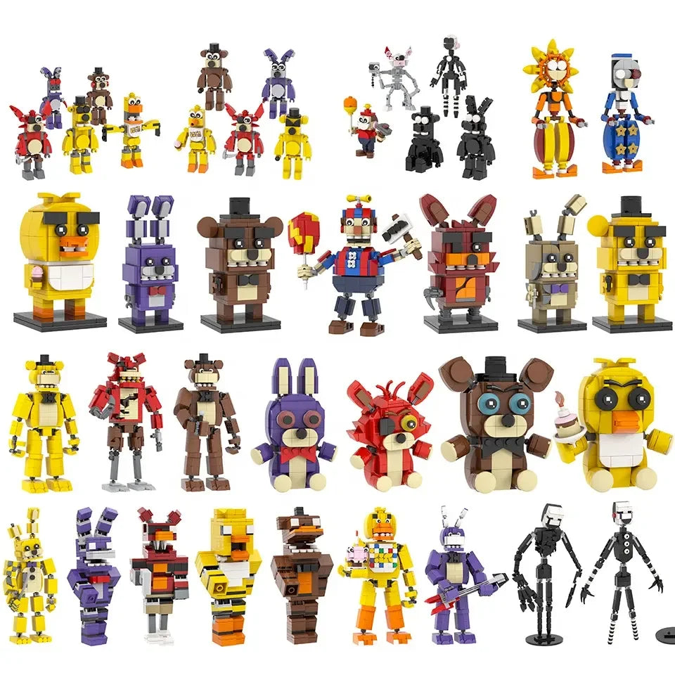MOC Bricks Midnight Bear FNAF Character Spring Bonnie Action Collection DIY Building Block Sets Educational Toys Kids