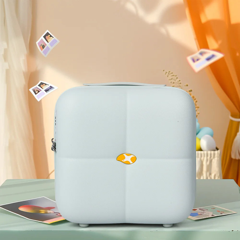 2025 New PC Material Ultra-Light Cosmetic Bag & Luggage Storage Suitcase in 8 12 14 Inch Sizes with Anti-Theft Brush MegaBDM