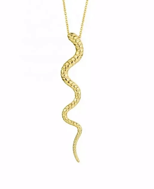 New Fine Jewelry 925 Sterling Silver Snake Pendant Necklace Women 18K Gold Plated Silver Necklace Jewelry Wholesale