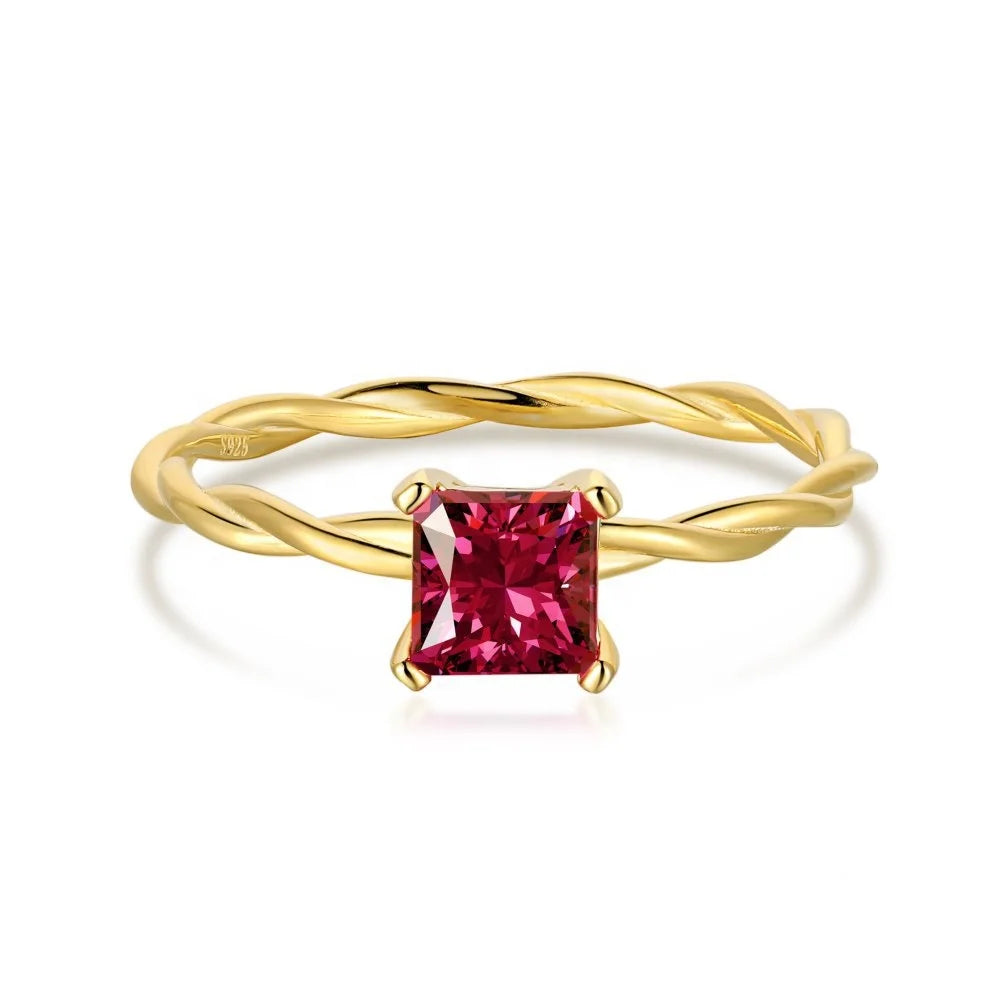 OAHLAN Wholesale Fashion Jewelry 18K Gold-Plated 925 Sterling Silver Ring Twisted Design Cubic Zircon Engagement Ring for Women