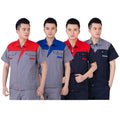 Men's Heavy Cotton Work Uniform Two-Piece Mechanic Shirt Logo Wholesale Blue Tinted Overall Hi Vis Polyester Farmers Mechanics