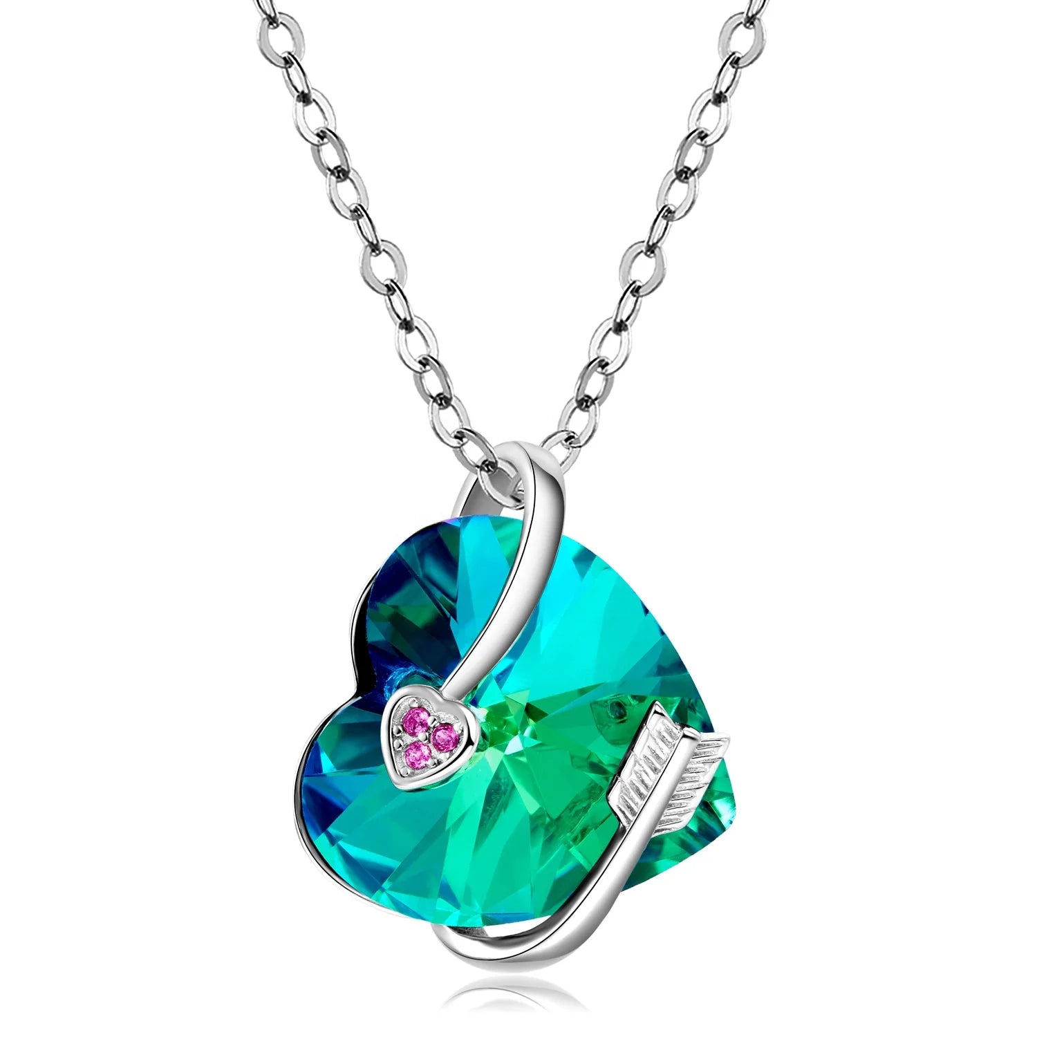 Arrow of Heart Shape Pendant Necklaces Jewelry Authentic 925 Sterling Silver for Fashion Women Necklace Jewelry Making Gift