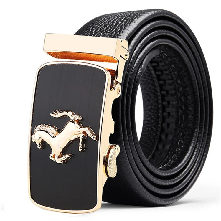 Yamo Fashion Business Men's Automatic Buckle Cow Hide Premium Leather Designer Belts Custom Logo Option 3.5CM Width 110-130cm
