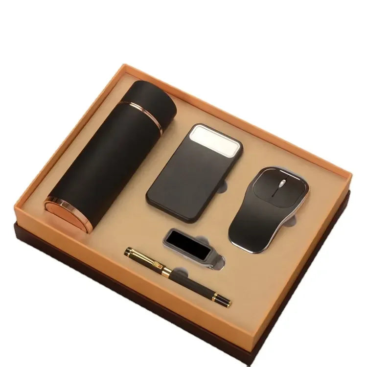 USB Notebook Mouse Pen and Water Bottle Gift Set for Men and Women for Business and Weddings Holiday Gift Ideas