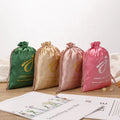 Custom Logo Colorful Pink  Shiny Satin Dust Bag for Wigs Soft Drawstring Hair Gift Packing Silk Satin Pouch for Clothing