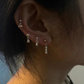 Creative INS Simple Pure 925 Sterling Silver Zircon Pearl Cherry Water Drop Shape Drop Stud Earrings for Women Girls