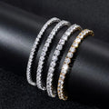 Tarnish Free Silver Cubic Zirconia Tennis Hand Chain 3mm 4mm 5mm Stainless Steel Classic Iced Out CZ Diamond Bracelet for Men