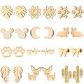 Fashion 18K Gold Silver Plated Small Flower Mickey Butterfly Moon Cross Heart Woman Stainless Steel Stud Earring Jewelry