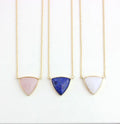 Fashion Short Triangle Pendant Llapis Lazuli Pink Crystal Opal Stone Necklace Quartz Natural Stone Gemstone Necklaces Jewelry