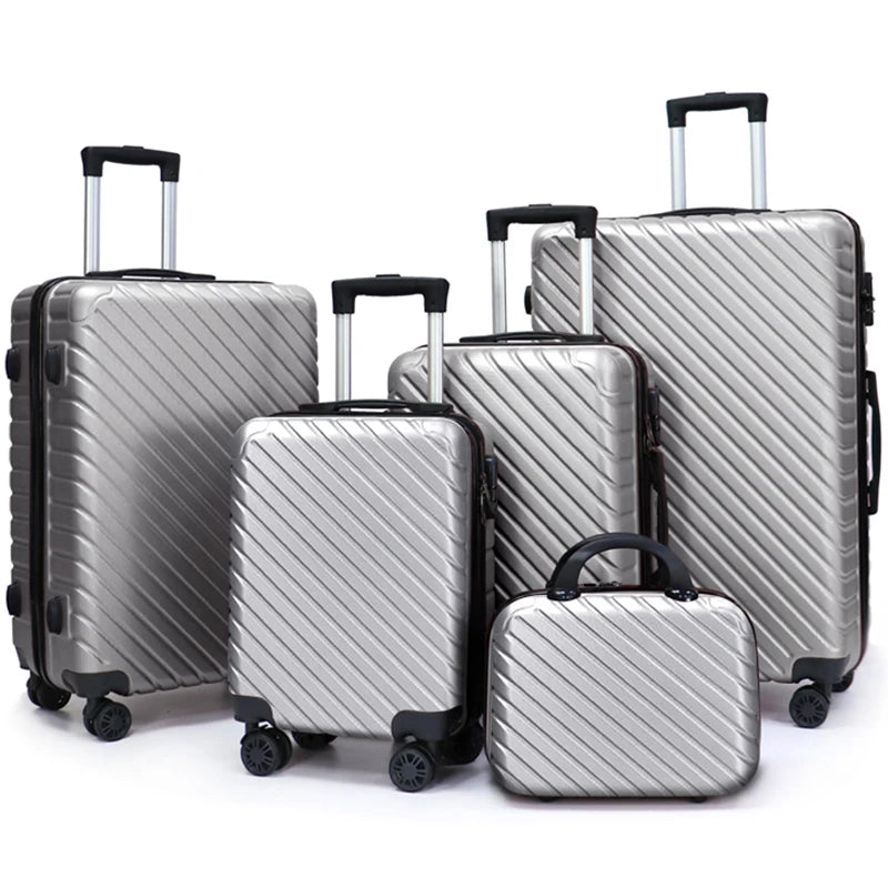 ABS Simple 4-Wheel Lightweight Water Resistant Hard Spinner Luggage Set with Combination Lock-Unisex Travel Suitcase