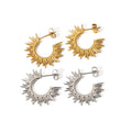 Nabest 18K Gold Plated Stainless Steel Earrings Trendy Sun CC Shape with Zircon Hypoallergenic Waterproof Studs for Women