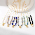 Natural Stone Beads Zircon Pendant Stainless Steel 18K Gold Plated Irregular Natural Stone Round Zircon Pendant Necklace