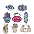 Personality Embroidery Appliques Lips Evil Eye Fatima Hand Patches