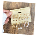 Wholesale Fashion Gold Geometric Circle Pearl Drop Earrings Set Metal Hoop Earring for Women Jewelry Gift