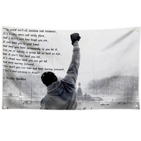 Rocky Balboa Sunshine and Rainbows Quote Motivational Inspirational Flag 3x5Ft with Brightly Brass Grommets Outside Decor