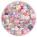 100PCS Japanese Style pink Cute Cartoon Kawaii Lucky Cat for Girl Aesthetic Sakura Sticker