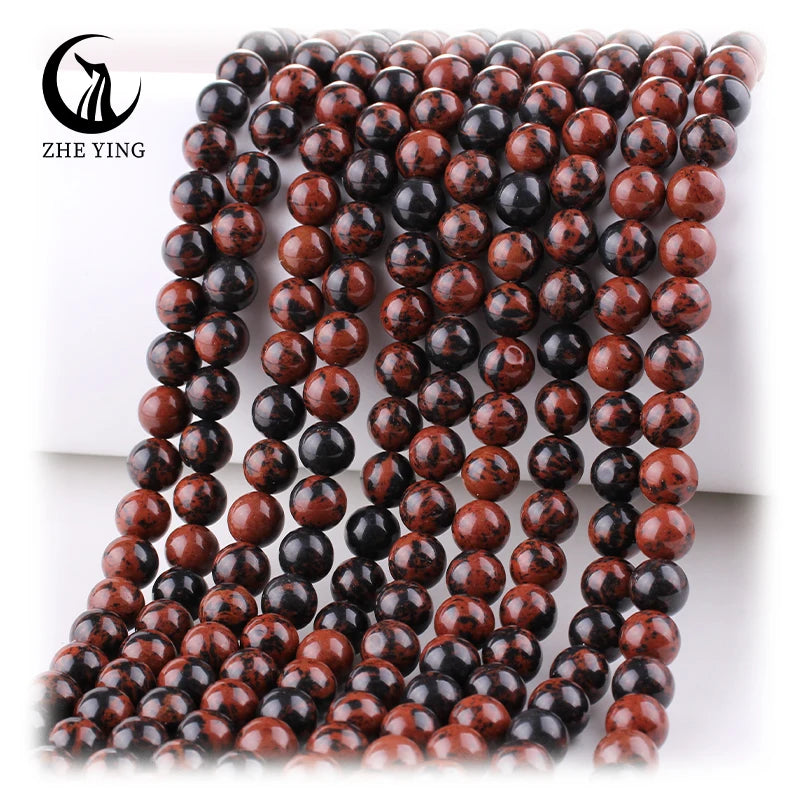 Zhe Ying 6/8/10mm Mahogany Obsidian Beads Yellow Bracelet Natural Stone Beads for Jewelry Making Natural Mahogany Obsidian Beads
