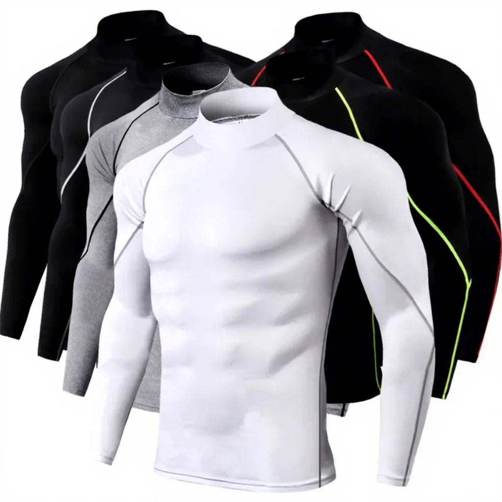 Men Long Sleeve T-Shirt Running Gym Workout Sportswear Training Compression Tshirt