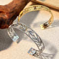 DAIHE 18k Gold Plated Retro Style Stainless Steel Bracelet Waterproof Party Jewelry Bangles for Women